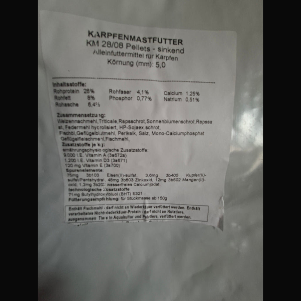 Karpfenpellets – 5,0 mm – Sinkend - Gebinde 25KG